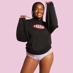 Parade supersized logo black hoodie large